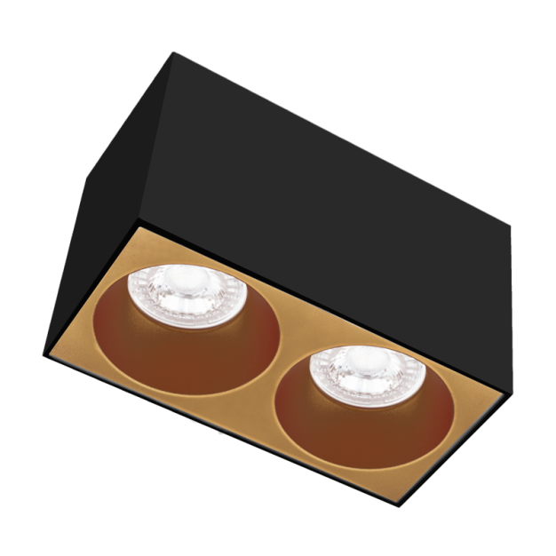Century Italia Essenza Cube - opbouwspot 2L - 16 x 8 x 9,8 cm - goud en zwart