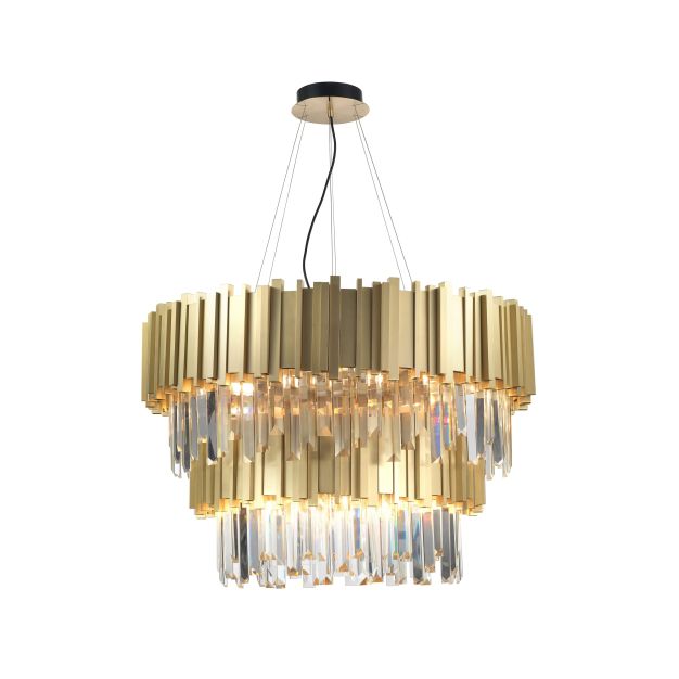 Nova Luce Baladona - luster - Ø 85 x 180 cm - gouden messing