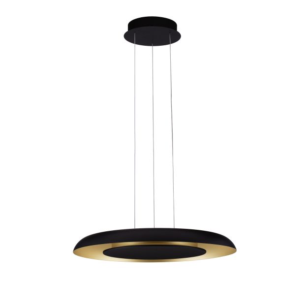 Nova Luce Epos - hanglamp - Ø 60 x 145 cm - 38W dimbare LED incl. - zandzwart en geborsteld goud