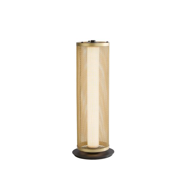Searchlight Thread - tafellamp - Ø 13 x 35 cm - 3 stappen dimbaar - 12W LED incl. - goud en mat zwart