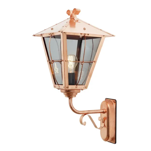 Konstsmide Fenix Up - buiten wandlamp - 26 x 32 x 43 cm - IP23 - koper en transparant