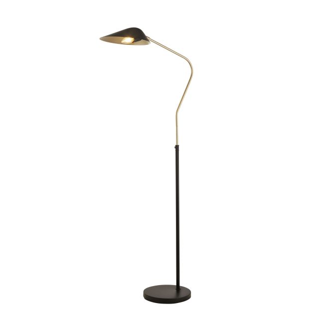 Searchlight Swan - vloerlamp - 26 x 183 cm - goud en mat zwart