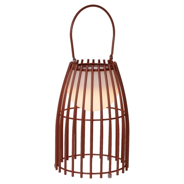Lucide Fjara - oplaadbare buiten tafellamp - 17 x 17,5 x 25 cm - 0,3W LED incl. - IP44 - roest