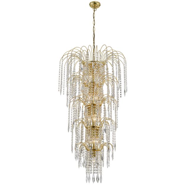 Searchlight Waterfall - luster - Ø 58 x 264 cm - goud en transparant