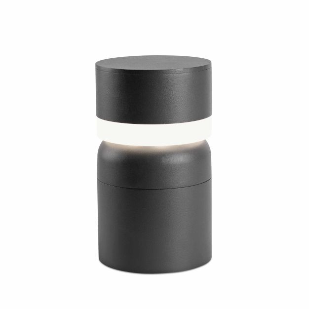 Faro Sete - tuinpaal - Ø 14,5 x 25 cm - 6W LED incl. - IP54 - donkergrijs