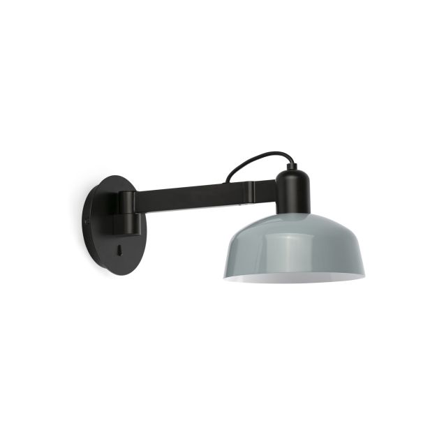 Faro Tatawin - wandlamp - Ø 18,4 x 38 x 15 cm - satijnzwart en glanzend grijsblauw