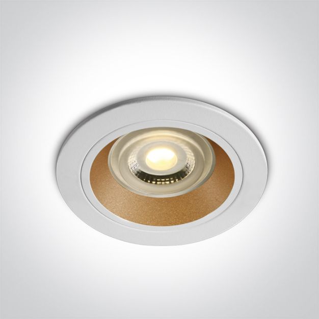 ONE Light Recessed Spots Fixed - inbouwspot - Ø 92 mm, Ø 78 mm inbouwmaat - wit en messing