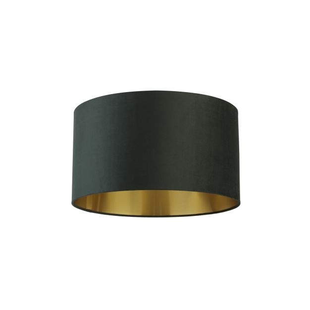 Searchlight Drum Shade - lampenkap - Ø 50 x 28 cm - donkergroen en geborsteld goud