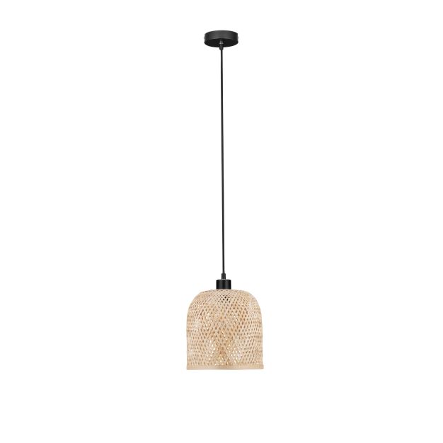Nova Luce Intra - hanglamp - Ø 23 x 130 cm - natuurlijk bamboe en zwart