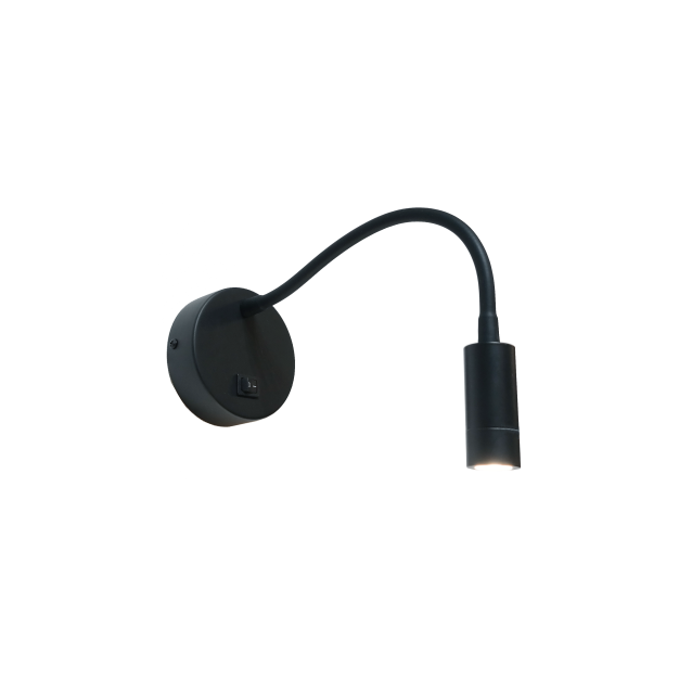 Artdelight Flexi - wandlamp met schakelaar - Ø 10 x 38 cm - 3W LED incl. - zwart