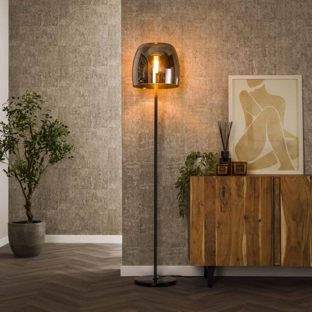 Vico Drift Glass - vloerlamp - 170 cm - gerookt glas