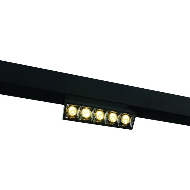 ONE Light magnetisch railsysteem MAXI - kantelbare linear - railspot - 13,5 x 3,4 x 9,5 cm - 12W LED incl. - zwart met zilveren reflector
