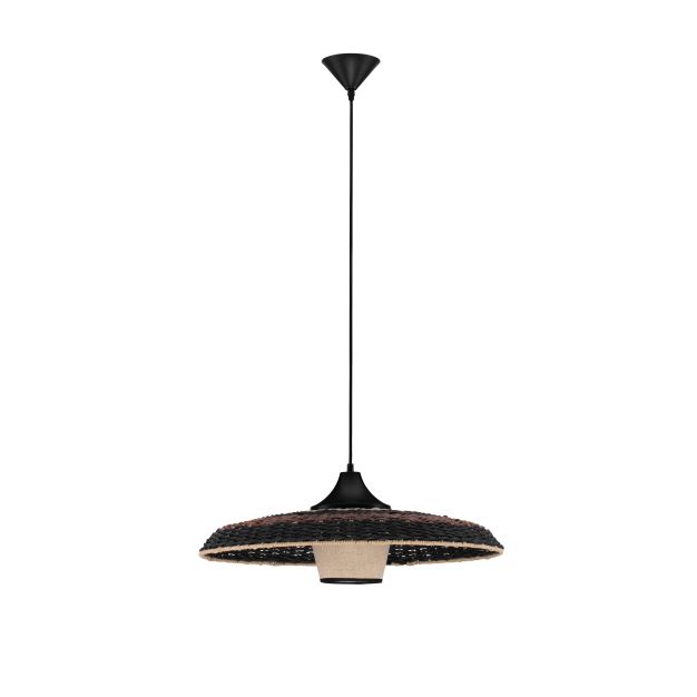 Nova Luce Capa - hanglamp - Ø 61 x 200 cm - natuurlijk, zwart en bruin