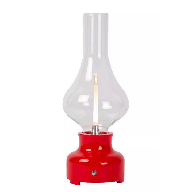 Lucide Jason - Oplaadbare Tafellamp - Ø 12 x 30 cm - 2W dimbare LED incl. - 3 steps dim - rood