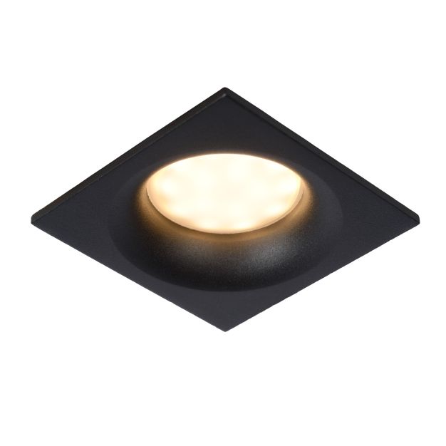 Lucide Ziva - inbouwspot - 85 x 85 mm, Ø 75 mm inbouwmaat - IP44 - zwart