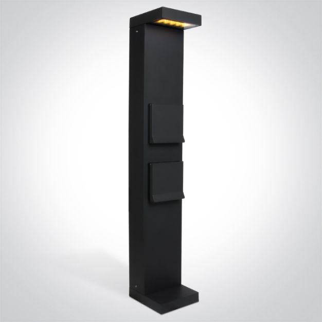 ONE Light - tuinpaal met stopcontacten - 70 cm - 8W LED incl. - IP65 - antraciet - warm witte lichtkleur