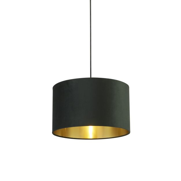 Searchlight Drum Shade - lampenkap - Ø 40 x 24 cm - donkergroen en geborsteld goud