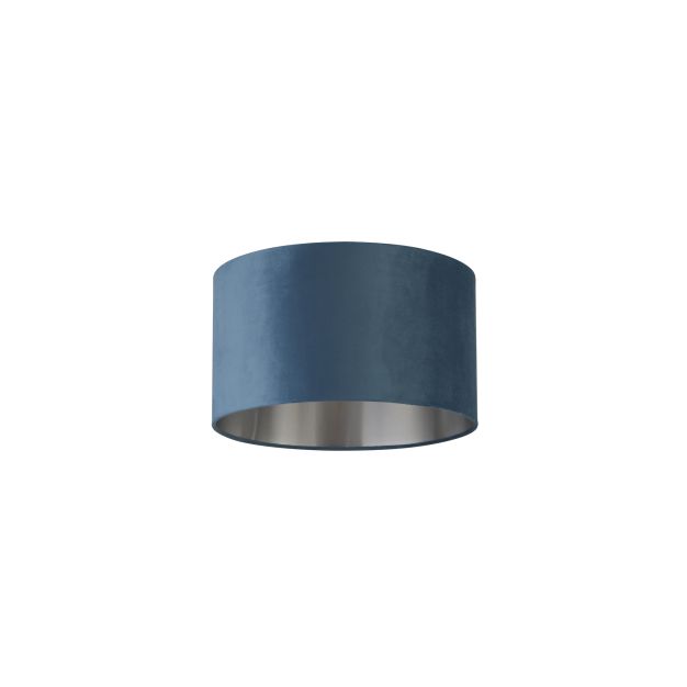 Searchlight Drum Shade - lampenkap - Ø 38 x 22 cm - blauwgroen en zilver
