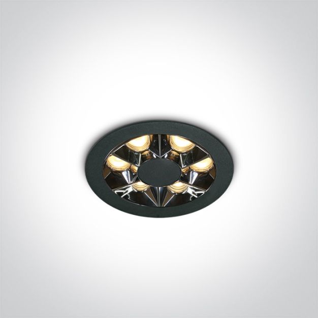 ONE Light Round Mirror Range - inbouwspot - Ø 89 mm, Ø 75 mm inbouwmaat - 6W LED incl. - zwart