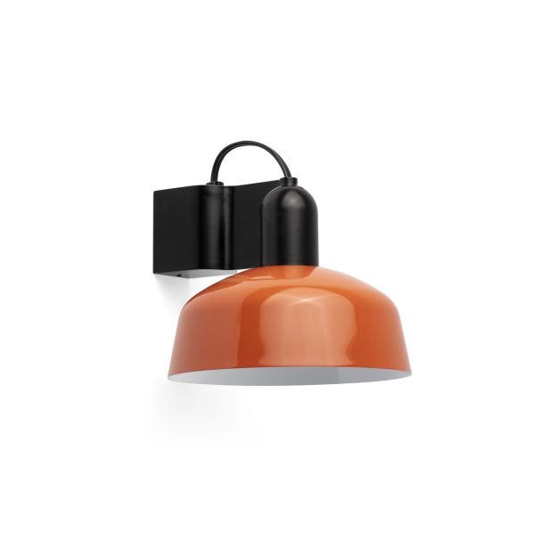 Faro Tatawin - wandlamp - Ø 18,4 x 15,5 cm - satijnzwart en glansroodachtigoranje