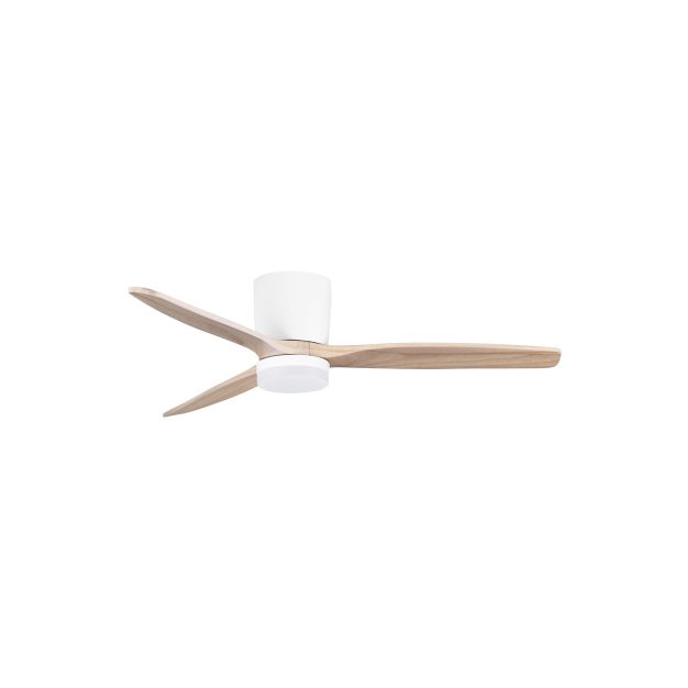 Nova Luce Aloa - plafondventilator met licht en afstandsbediening - Ø 132 x 27,5 cm - 18W LED incl. - zandwit en natuurlijk hout