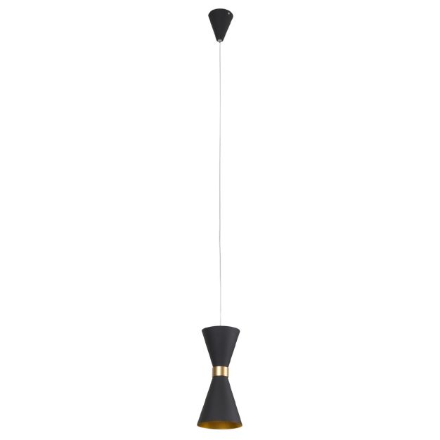 Maxlight Cornet - hanglamp - Ø 12 x 130 cm - 5W LED incl. - zwart en goud