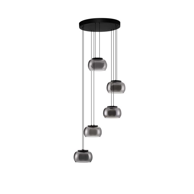Nova Luce Bios - hanglamp - Ø 52 x 217 cm - 41W dimbare LED incl. - mat zwart en rokerig grijs