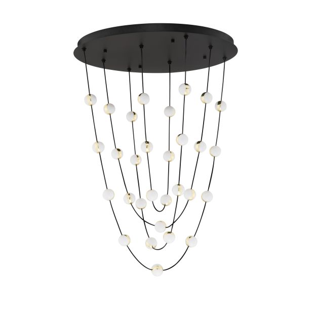 Nova Luce Alcinoe - hanglamp - Ø 84 x 120 cm - 102W dimbare LED incl. - mat zwart en goud