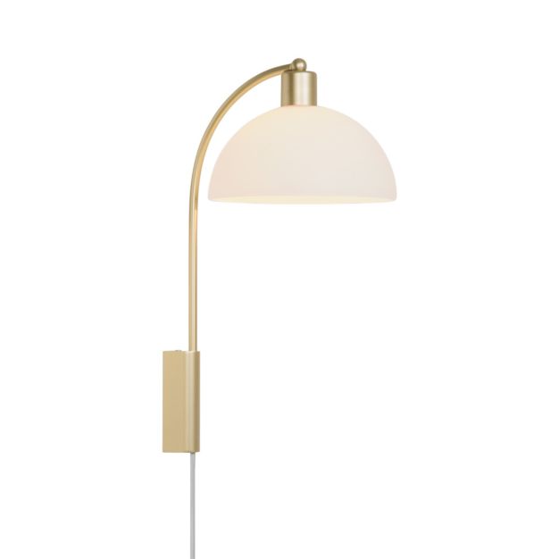Nordlux Ellen - wandverlichting met schakelaar - 26 x 26 x 43 cm - messing en opaal