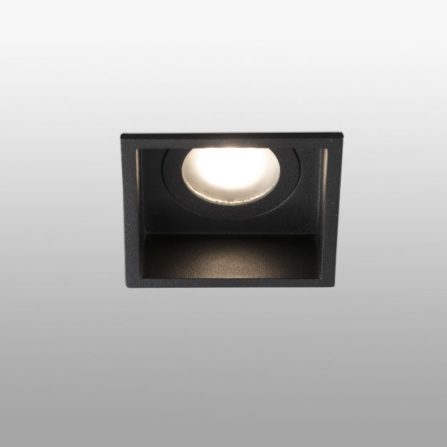 Faro Hyde - inbouwspot - 89 x 89 mm, 83 x 83 mm inbouwmaat - IP44 - mat zwart
