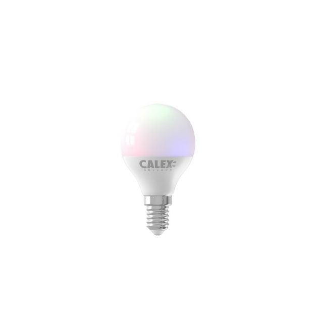 Calex Smart LED lamp - Ø 4,5 x 9 cm - E14 - 5W - dimfunctie en instelbare lichtkleur via app - RGB+W