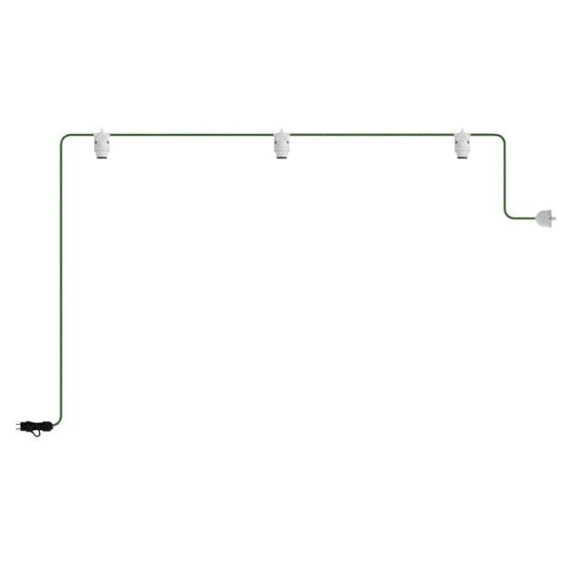 Creative Cables Eiva - draagbare lichtslinger - 4,9 meter totale lengte - 3 x Eiva 2-way E27-fitting met siliconen kabelhouder - IP65 - groen & wit