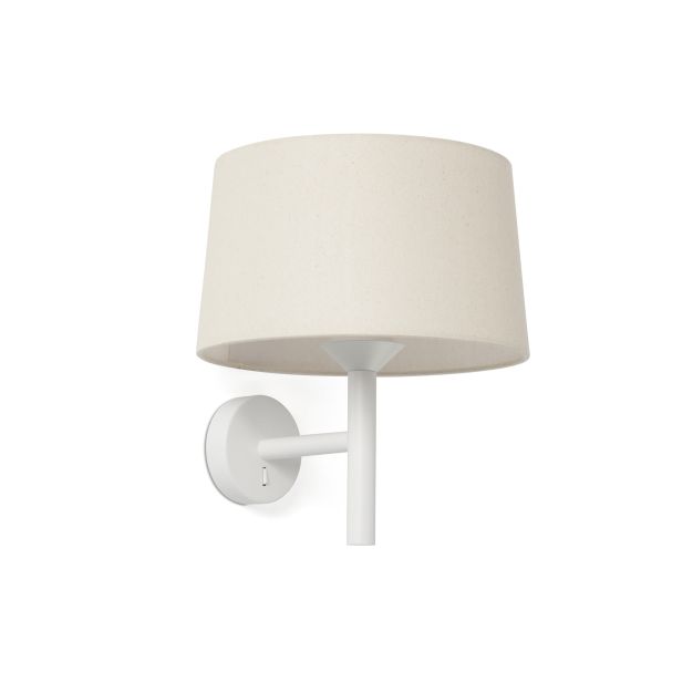 Faro Windsor - wandverlichting - Ø 29 x 39,2 x 26,5 cm - mat wit en linnen