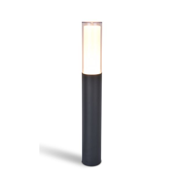 Lutec Dropa - tuinpaal - slimme verlichting -  Lutec Connect - 8,2 x 8,2 x 59 cm - 10W LED incl. - IP44 - donkergrijs