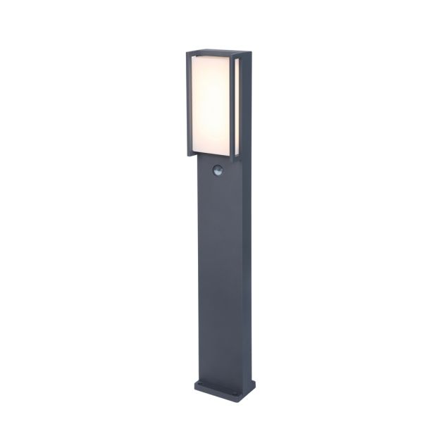 Lutec Qubo - tuinpaal met bewegingsmelder - 11 x 9 x 75 cm - 17W LED incl. - IP54 - donkergrijs