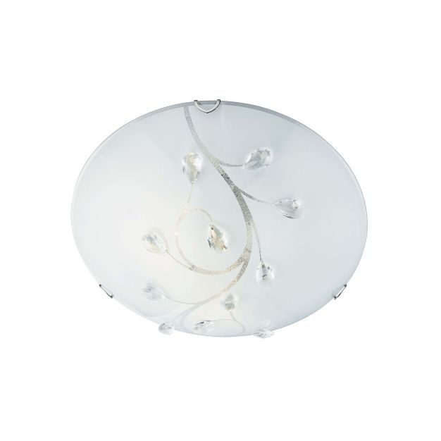 Searchlight Flush - plafondverlichting - Ø 40 x 12 cm - wit en chroom