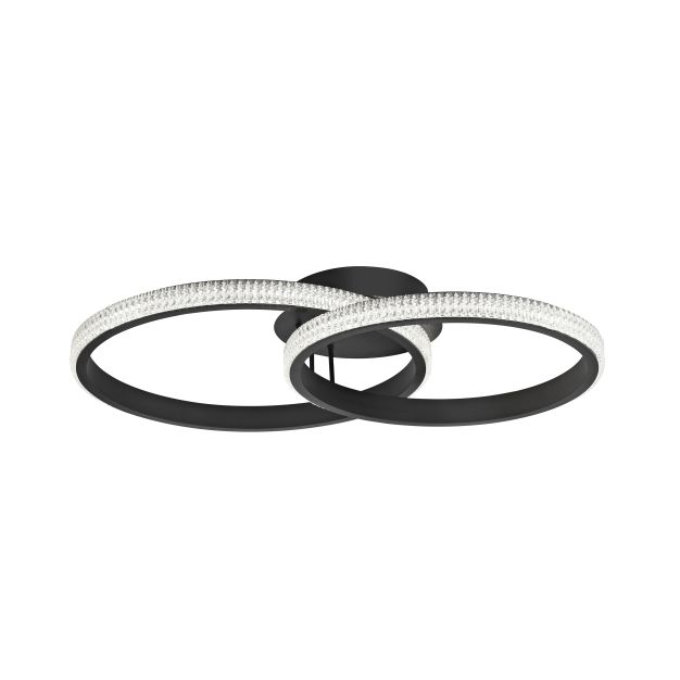Nova Luce Nager - plafondverlichting - 62,5 x 41,5 x 17 cm - 28W LED incl. - zand zwart