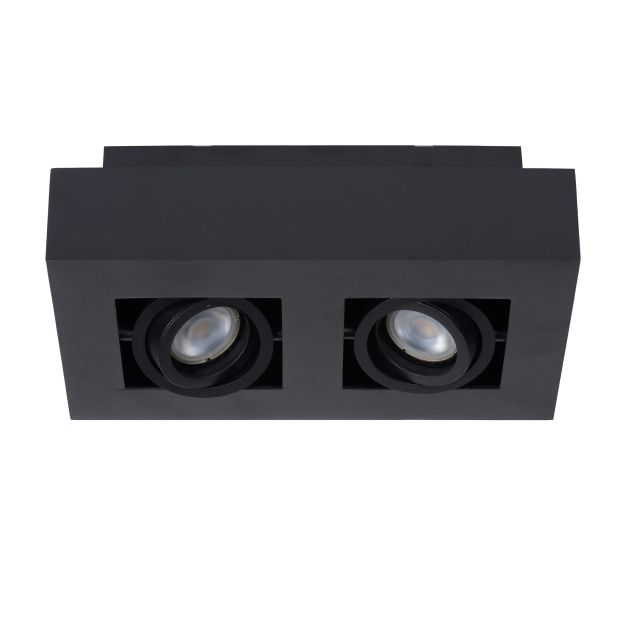 Lucide Xirax - opbouwspot 2L - 14 x 25 x 8,8 cm - 2 x 5W dimbare LED incl. - dim to warm - zwart