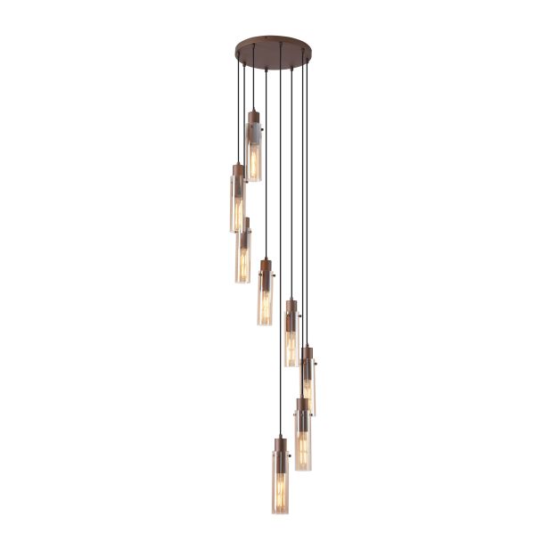 Searchlight Sweden II - hanglamp - Ø 42 x 300 cm - mokka en amber