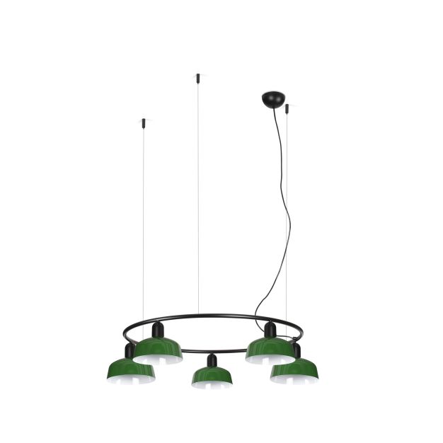 Faro Tatawin S - hanglamp - Ø 90 x 100 x 210 cm - satijnzwart en glansgroen