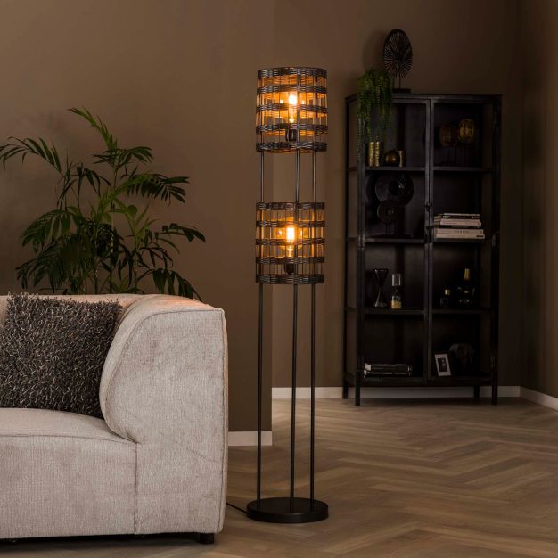 Vico Metal Blinds - vloerlamp - Ø 30 x 166 cm - zwart nikkel