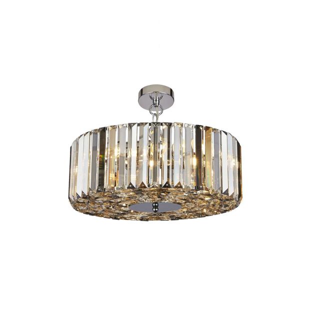 Searchlight Iris - plafond/hanglamp - Ø 50 x 132 cm - chroom en amber