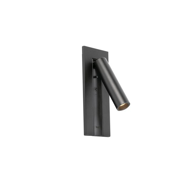 Faro Gabo - bedlamp met usb poort - 8 x 18,5 x 6,9 cm - 4,5W LED incl. - mat zwart