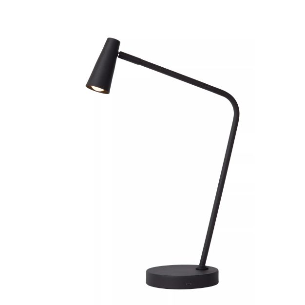 Lucide Stirling - oplaadbare tafellamp - 30,5 x 14 x 47,5 cm - 3 stap dimmer - 3W dimbare LED incl. - zwart