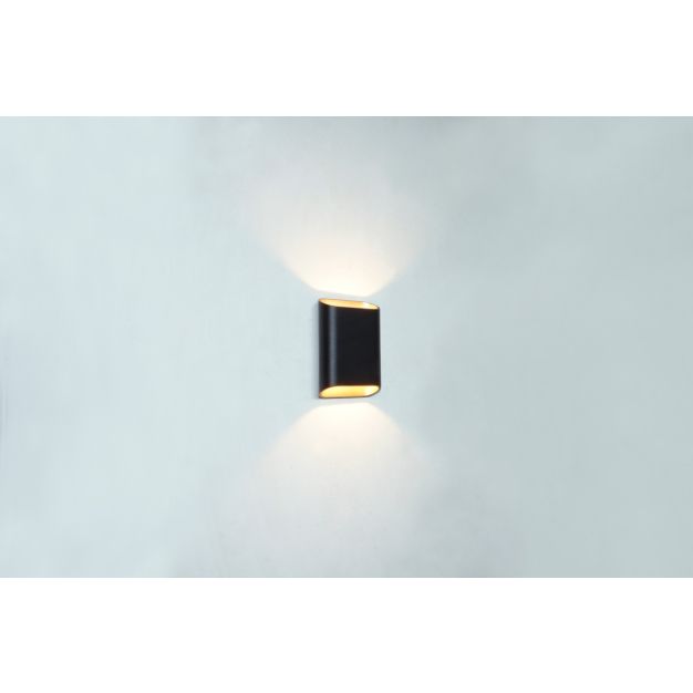 Artdelight Diaz Small - wandverlichting - 4 x 10 x 15 cm - 2 x 3W LED incl. - IP54 - zwart met goud