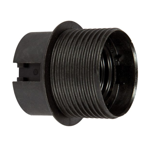 VK Lighting - E27 thermoplast fitting met schroefdraad & flens - Ø 4,0 x 4,5 cm - zwart