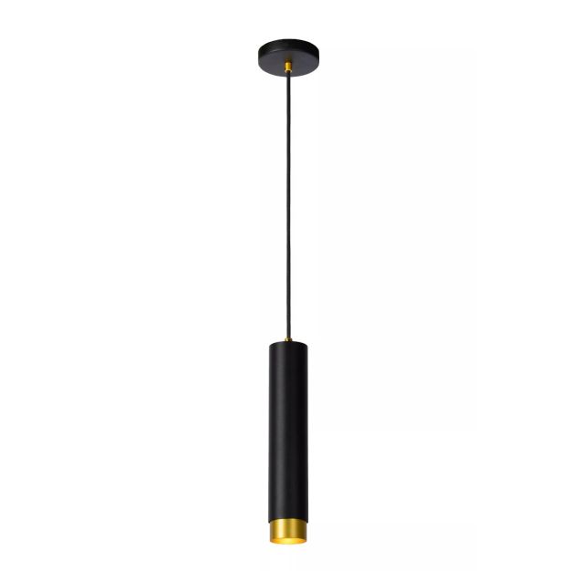 Lucide Floris - hanglamp - Ø 5,9 x 182 cm - zwart en messing