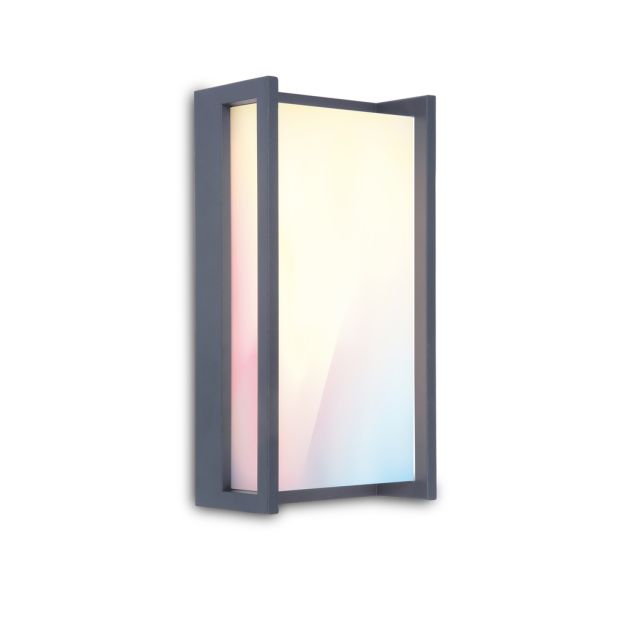 Lutec Qubo - buiten wandlamp - slimme verlichting - Lutec Connect - 11 x 7 x 22 cm - 16W LED incl. - IP54 - donkergrijs