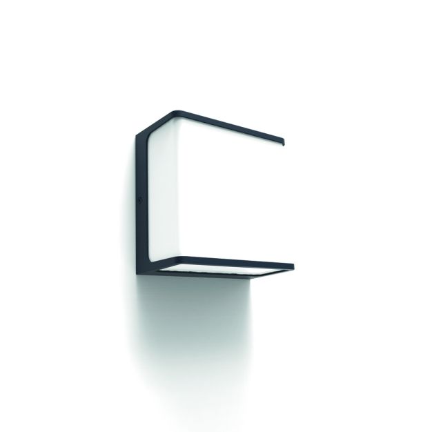 Lutec Doblo - buiten wandverlichting - 15 x 15 x 8 cm - 19,1W LED incl. - IP54 - donkergrijs