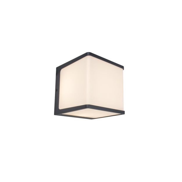 Lutec Doblo - buiten wandverlichting - 15 x15 x15 cm - 19,1W LED incl. - IP54 - 4000K - donkergrijs